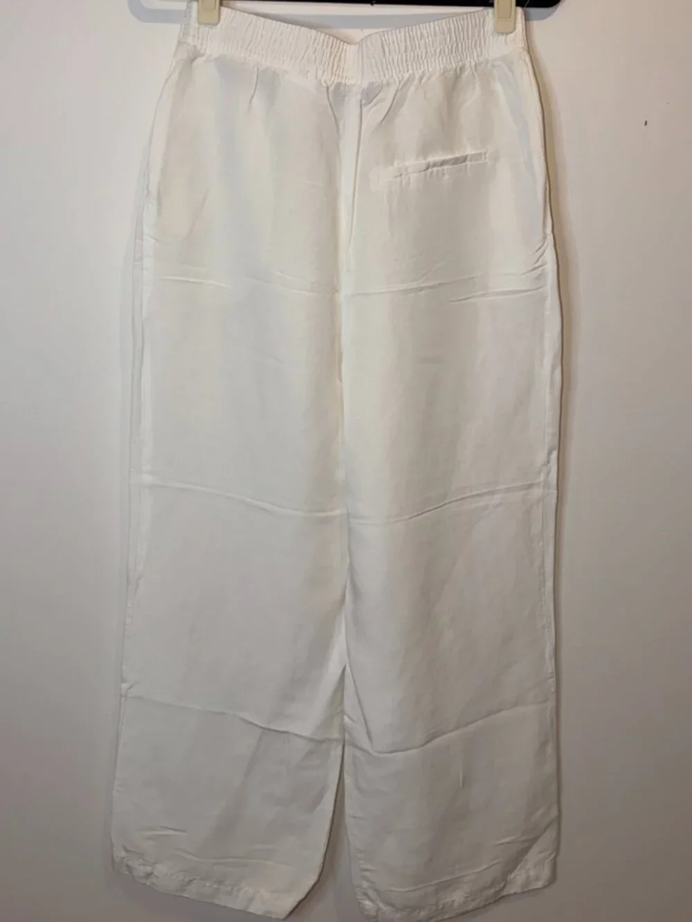 H&M White Linen Blend Wide Leg Pants Size 8
